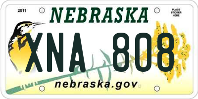 NE license plate XNA808