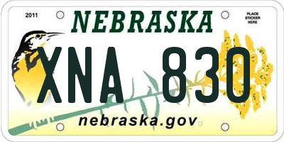 NE license plate XNA830