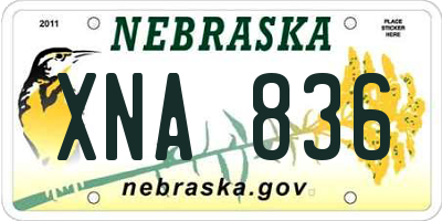 NE license plate XNA836