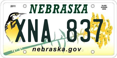 NE license plate XNA837