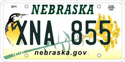 NE license plate XNA855