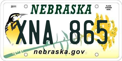 NE license plate XNA865