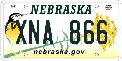 NE license plate XNA866