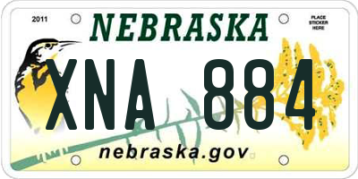 NE license plate XNA884