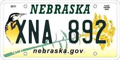 NE license plate XNA892