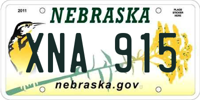 NE license plate XNA915