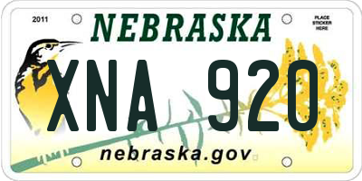 NE license plate XNA920