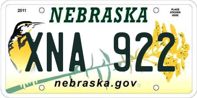 NE license plate XNA922