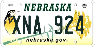 NE license plate XNA924