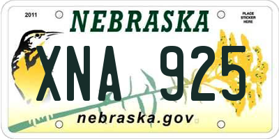 NE license plate XNA925