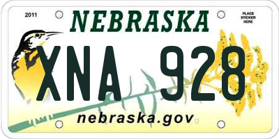 NE license plate XNA928