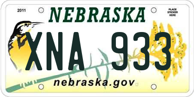 NE license plate XNA933