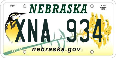 NE license plate XNA934