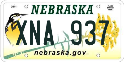 NE license plate XNA937