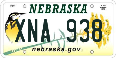 NE license plate XNA938