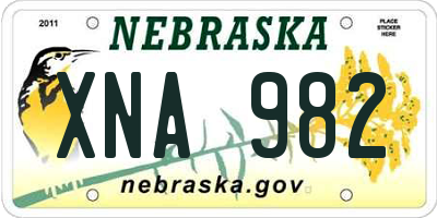 NE license plate XNA982