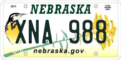 NE license plate XNA988