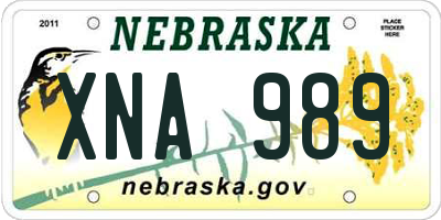 NE license plate XNA989