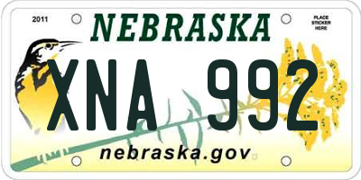 NE license plate XNA992