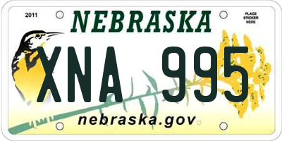NE license plate XNA995