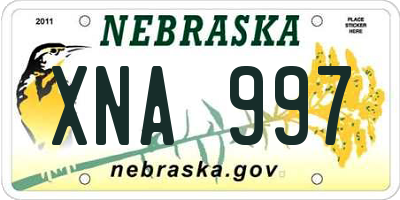 NE license plate XNA997