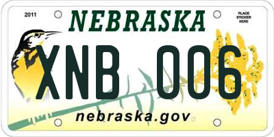 NE license plate XNB006
