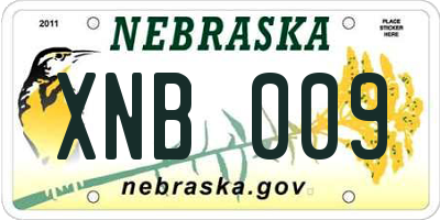 NE license plate XNB009