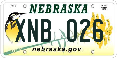 NE license plate XNB026