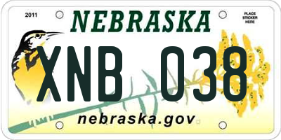 NE license plate XNB038