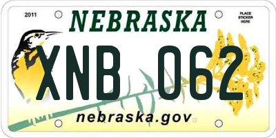 NE license plate XNB062