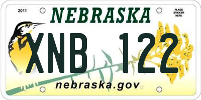 NE license plate XNB122