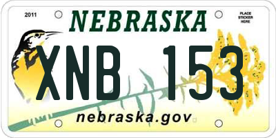 NE license plate XNB153