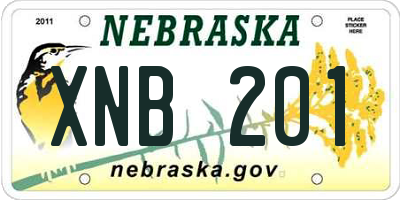 NE license plate XNB201
