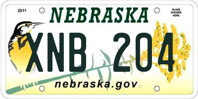 NE license plate XNB204