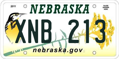 NE license plate XNB213