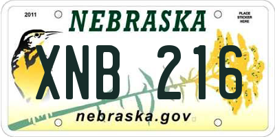 NE license plate XNB216
