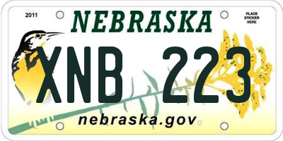 NE license plate XNB223