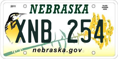 NE license plate XNB254