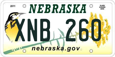 NE license plate XNB260