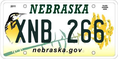 NE license plate XNB266