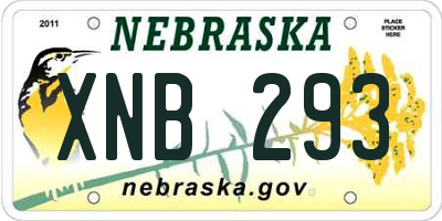 NE license plate XNB293