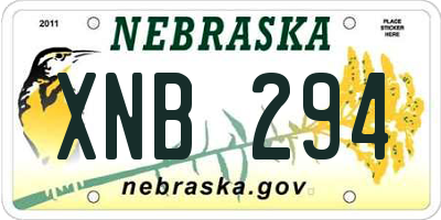 NE license plate XNB294