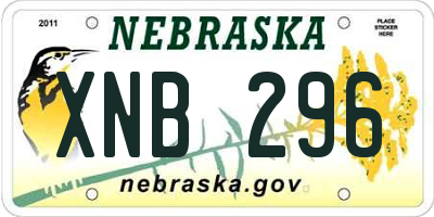 NE license plate XNB296