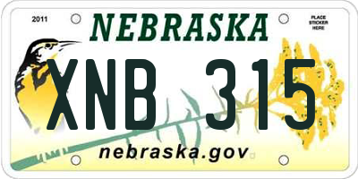 NE license plate XNB315