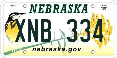 NE license plate XNB334