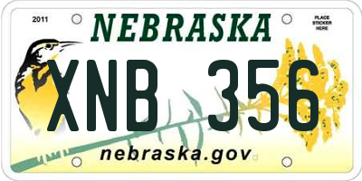 NE license plate XNB356