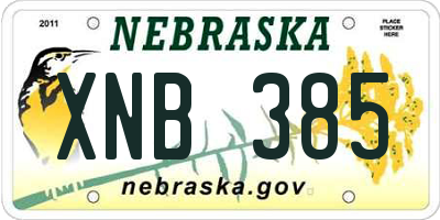 NE license plate XNB385
