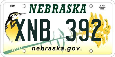 NE license plate XNB392