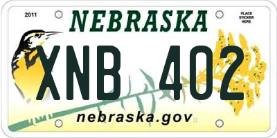 NE license plate XNB402