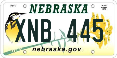 NE license plate XNB445